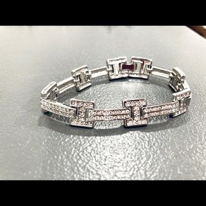 Silver-plated rhinestone bracelet.